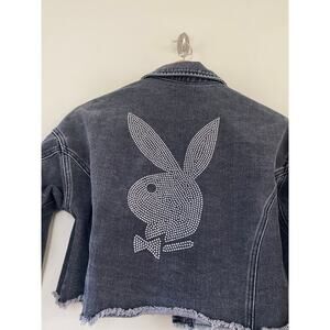 EUC Playboy x PacSun Rhinestone Denim Jacket Sz XS or S